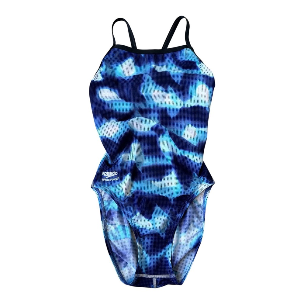 Speedo Endurance Women's One Piece Swimsuit Blue Abstract Print XS S